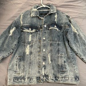 FOREVER 21 Blue Basic Oversized Denim Jacket